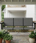 Textilene 3 Seat Porch Swing With Cup Holder 5.3 Ft Patio Hangin Swing Bench 700 Lb Capacity Outdoor Porch Swing With Hangin Chains For Deck Garden Backyard Gray on porch