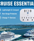 Non Surge Cruise Power Strip With Two USB C Ports, Two USB A Ports, And Three AC Outlets, Cruise Ship Compliant For Carnival
