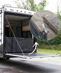 Two Pack 150 Inch Heavy Duty Galvanized Steel Ramp Door Cable Kit For Enclosed Cargo Trailers in use on a 12.5 ft door