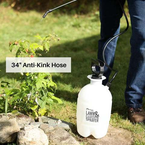 One Gallon Lawn And Garden Sprayer With Translucent Tank Easy Refill Funnel Top Adjustable Poly Cone Nozzle For Precise Spraying Lightweight Yard Sprayer For Quick Garden Spritzes in use with 34 inch anti-kink hose