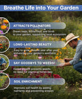 Man gardening with All Season Perennial Wildflower Seeds Mix For Indoor And Outdoor Planting With 16 Varieties And 100000 Seeds Non GMO Heirloom Garden Seeds 4oz Pack To Attract Bees Butterflies And Birds And Keep Your Yard Buzzing.