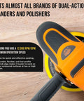 Close-up of Pro Series 6 Inch PSA DA Sander Backing Plate Pad attached to polisher, showcasing low-profile flexible edge.