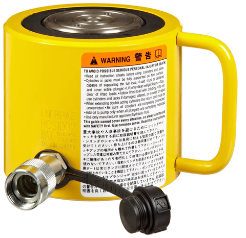 Low Profile 100 Ton Single Acting Hydraulic Cylinder With One Port 2.25 Inch Stroke Spring Return Integrated Handle for confined spaces