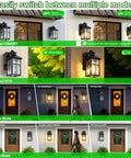 Outdoor Wall Light With GFCI Outlet And Remote Plug In Porch Patio Entryway Lighting illustrating various modes.