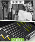 Industrial Grade Tool Box Mat PVC Work Surface Protector With Textured Anti Slip Grip Cut To Fit 16 Inch Wide By 6 Feet Long Garage And Shop Mat Durable Tool Tray Pad For Preventing Slips And Scratches in black toolbox drawer