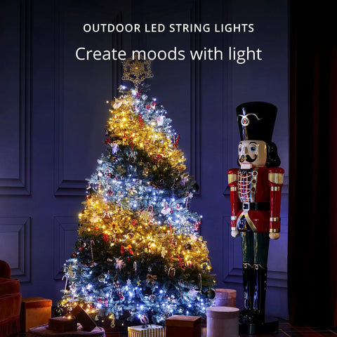 Smart LED String Lights 400 LEDs for Indoor and Outdoor Use, 105ft Long, Warm to Cool White on decorated Christmas tree