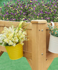 Raised Garden Bed With Grow Grid, 36 Inch High By 25 Inch Wide By 37 Inch Long, Eight Pocket Herb Planter shown with flowers
