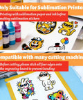 Premium Sublimation Sticker Paper 8.5x11 Glossy Transparent Waterproof Vinyl for Inkjet Printers with colorful cartoon designs