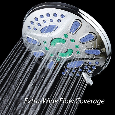Elite High Pressure 7 Inch Luxury Spa Rain Shower Head With Six Settings Microban Antimicrobial Anti Clog Jets in use
