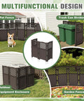 Outdoor Privacy Screen For Trash Cans And AC Units, 4 Panel Enclosure In Brown, Weather Resistant Fence Multifunctional Uses