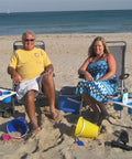 Portable Beach Table With Two Phone Slots, Lightweight Yet Sturdy And Durable, Must Have For Beach with built-in tray on sand