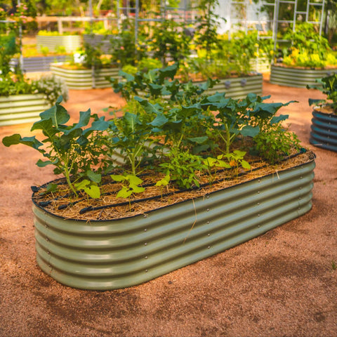 Olive Green 17 Inch Tall 6 In 1 Modular Metal Raised Garden Bed Kit For Vegetables And Flowers Yard Friendly Patio Ground Planter Box