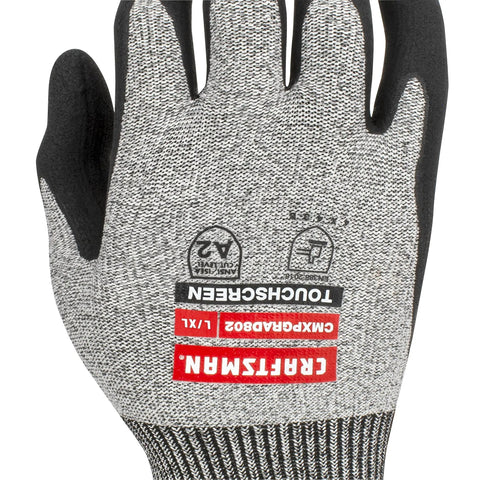 Front view of Dyneema Cut-Protection Touchscreen Glove, 13-Gauge A2 Shell, ANSI Cut Level A2, abrasion resistant work glove.