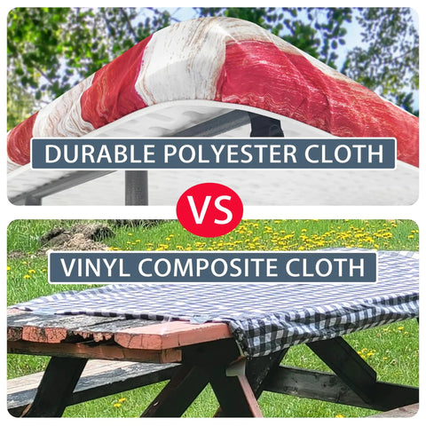 Comparison between American Flag Picnic Table Cover Set With Elastic Waterproof Bench Covers For Outdoor Use and other material.