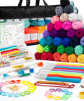 113 Piece Crochet Kit With 1600 Yards Of 40 Color Assorted Acrylic Yarn For Knitting And Crochet, 73 Crochet Accessories, Tote Bag