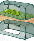 Two Pack Raised Bed Garden Covers Pop Up Mesh Plant Covers For Outdoors 30 Percent Sunblock Shade Tent Crop Cage For Seedlings And Vegetables Against Birds And Animals Includes Eight Stakes 45 By 22 By 16 Inches