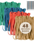 48 Pack Heavy Duty Mover Bands For Furniture And Moving Blankets Extra Large Rubber Straps Four Sizes Assorted Colors