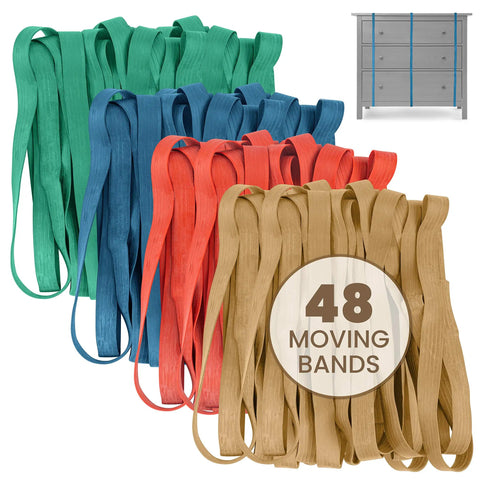 48 Pack Heavy Duty Mover Bands For Furniture And Moving Blankets Extra Large Rubber Straps Four Sizes Assorted Colors