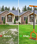 39 Inch Lawn Aerator With 15 Industrial Grade No 45 Steel Spikes Manual Yard Aerator Tool for lawns showing grass improvement before and after