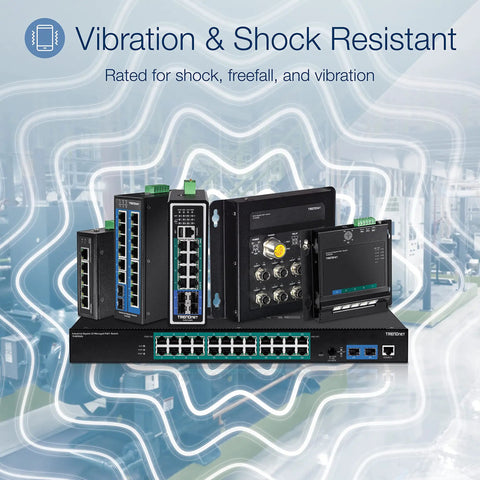 Vibration and shock resistant 8 Port Industrial Gigabit PoE Plus DIN Rail Switch Built Tough For Rugged Environments