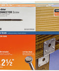 Box of No. 10 Strong Drive SD Connector Screws 2-1/2 Inch With Quarter Inch Hex Head Pro Grade Heavy Duty Galvanized Coating