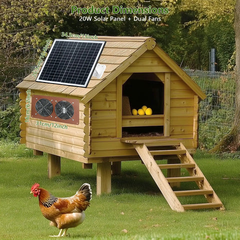 Solar Powered Chicken Coop Fan Kit With 20W Panel Dual 3500 RPM Exhaust Fans Weatherproof IP67 360 Degree Adjustable Mount 8.8 Ft Cable For Greenhouse And Shed Ventilation
