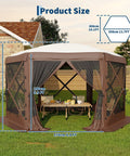 Hexagonal Six Sided Pop Up Gazebo Tent With Easy One Push Setup Mesh Panels And Removable Wind Cloths 89 Sq Ft Shade