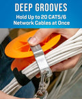 Cable Pulley Set Two Pack For Low Voltage Electrical And Network Cables with deep grooves and swivel hook in use