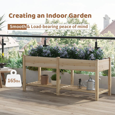 Big Ol Raised Garden Bed With Legs Wooden Planter Stand For Vegetables And Flowers, Large Planter Box With Divider outdoors