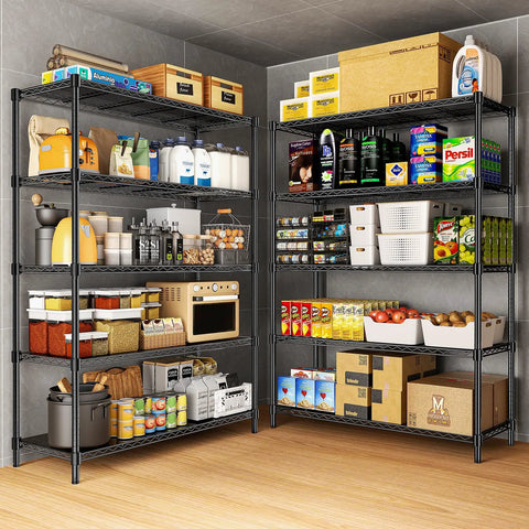 Heavy Duty 5 Tier Wire Shelving Unit With Liners Built Like A Tank For Serious Garage Organization Adjustable Steel Storage Rack Measuring 48 By 18 By 72 Inches Handles Up To 1875 Pounds Black
