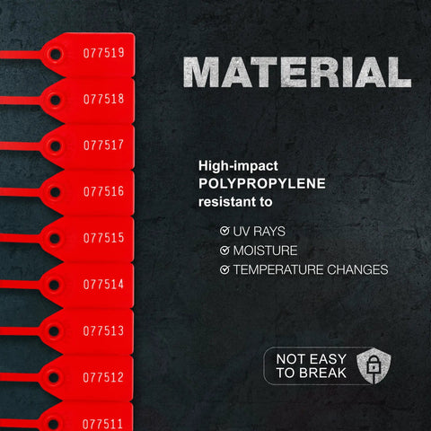50 Numbered Fire Extinguisher Tamper Seals With Pull Tight Security Ties Self Locking Disposable Tags Red 250 mm Length