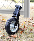 Heavy Duty Farm Gate Wheel For Metal Tube Gates 6 Inch Wheel Fits 1-5/8 To 2 Inch OD Beats Gate Dragging Weatherproof Design For Outdoor Use Black 1 Pc installed on tube gate.