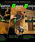 Precision Aluminum 7 Inch Rafter Square With Locking Pivot Arm And Angle Finder featuring three level vials for accurate cuts.
