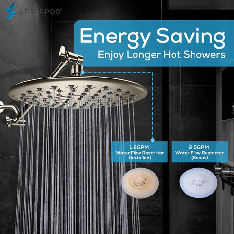 9.5 Inch Large Luxury Rain Shower Head For Full Body Coverage With High Pressure Flow No Fuss Setup Anti Clog Silicone Nozzles Easy Install And No Leaks In Brushed Nickel Finish