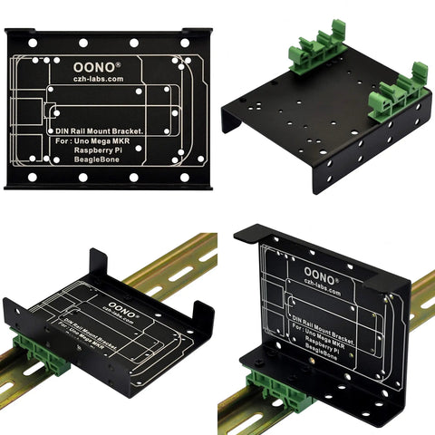 Rugged Beefed Up DIN Rail Mount Bracket For Raspberry Pi And Arduino BeagleBone Black Industrial Rail Adapter, black aluminum