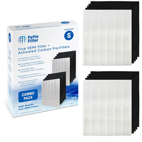 Top Tier True HEPA Replacement Filters For Winix C545 Air Purifier Kit, 2 HEPA and 8 Carbon Filters, Part 1712-0096-00, Packaged