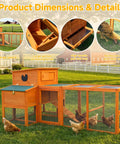 Xlarge Chicken Coop With Nesting Box And Run For Backyard Use, Premium Poultry Cage With Predator Proof Wire, Elevated Wood Frame