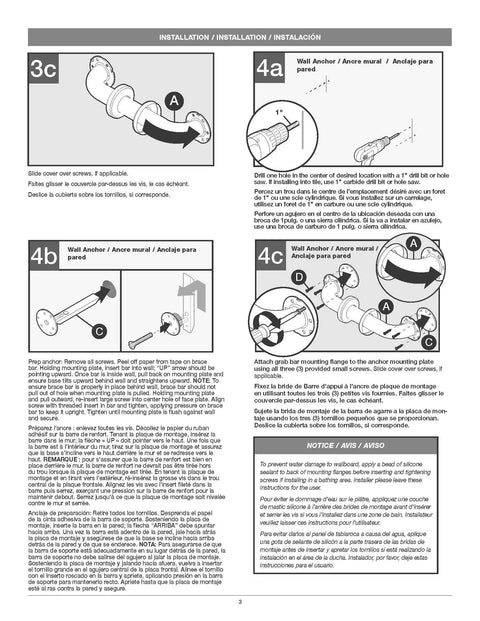 Installation guide for 3-Pack 24 Inch Heavy-Duty Shower Grab Bar ADA Compliant Satin Nickel 450 Lb Capacity Bathroom Safety Handle