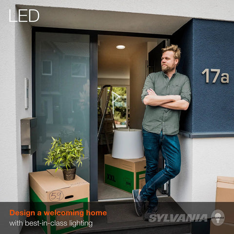LED BR30 Flood Light Bulb 65W Equivalent Energy Saving 9W Dimmable 650 Lumens Warm White 3000K in home entryway setup