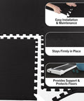 24 Pack EVA Foam Floor Tiles Interlocking Mat Set With 96 Sq Ft Coverage For Garage Playroom Or Home Gym showing installation