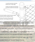 Heavy Duty Fence Stretcher Tool For Chain Link Fabric Upgraded One Person Operation Fence Puller With Nine Inch Pull Range Fits 2 3 Eighths Inch OD Posts 1 Pack Easy Hang Align And Light Tension with usage instructions overlaid.