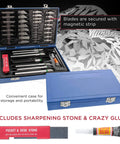 Deluxe 56 Piece Cutting Knife Set With Magnetic Case For Precision Hobby Work Pro Grade Craft Knife Kit Includes Handles