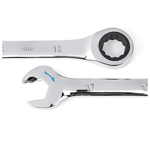 12 Piece Double Ratcheting Wrench Set Metric For Home Garage, Quick Ratcheting Box End And Open End Design, 8 To 19 Mm, Durable Chrome Finish, Easy Grip, Turn Nuts Fast Without Repositioning
