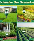 Solar Powered Ultrasonic Animal Repellent With Motion Sensor For Outdoor Yards And Gardens, LED Flashing Lights To Deter Deer Coyotes Raccoons And Cats, Humane Yet Effective Pest Deterrent For A Peaceful Pet Safe Yard. Uses in yard, garden, lawn, and farmland.