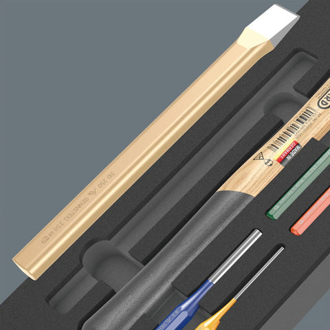Foam Insert Hammer Set With Durable Two Tone Foam Organizer, 6-Piece Tool Kit showing tools in color coded slots