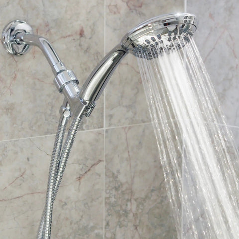 Powerful High Pressure Handheld Shower Kit With 6 Function Spray Removable Showerhead Hose And Mount Easy Install To Boost Weak Water Pressure 2.5 GPM Polished Chrome