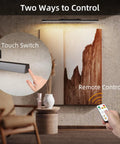 Heavy Duty Rechargeable Wireless Picture Light For Large Art Canvas And Paintings With Remote Control showing touch switch and remote control.