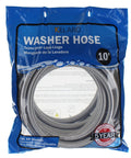 10 Foot Stainless Steel Washing Machine Hoses 2 Pack Burst Proof Universal Fit Flexible Water Supply Lines in packaging