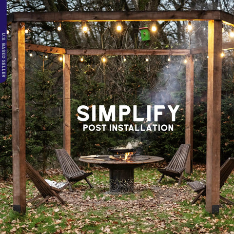 Outdoor pergola setup with 4x4 concrete post anchors U shape post base set 4 pack for fence pergola and deck posts install
