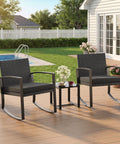 Three Piece Patio Rocking Bistro Set With Coffee Table For Garden Balcony Backyard Or Poolside Use Built For Chill Outdoor Vibes